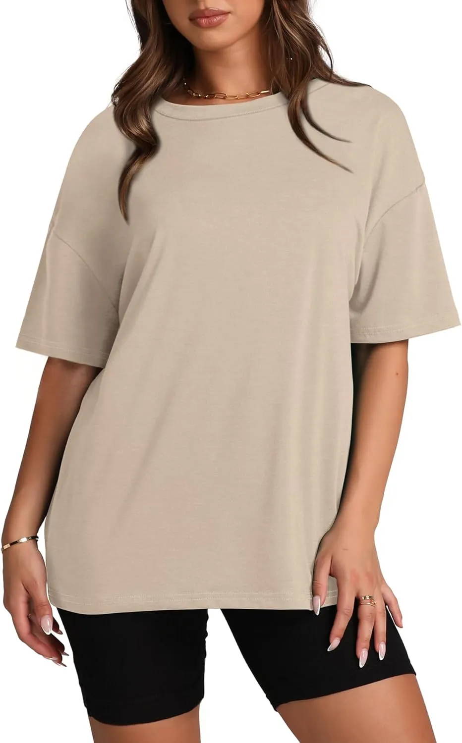 Oversized T Shirts for Women Summer Crewneck Short Sleeve Basic Tops Loose Fit