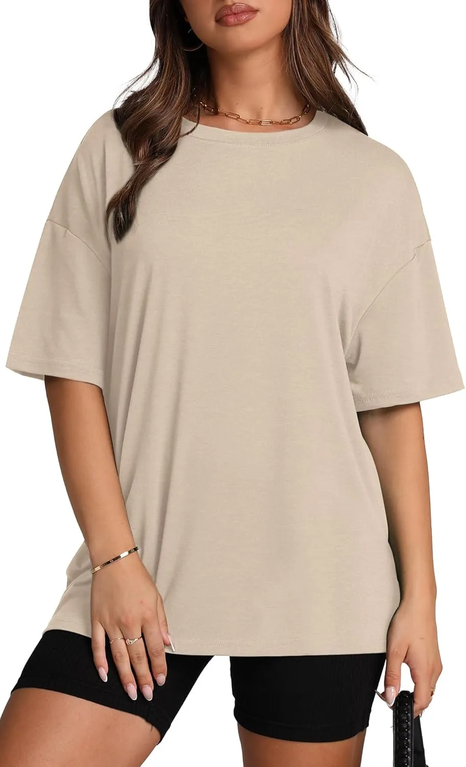 Oversized T Shirts for Women Summer Crewneck Short Sleeve Basic Tops Loose Fit