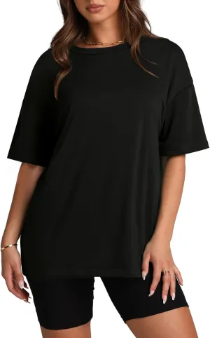 Oversized T Shirts for Women Summer Crewneck Short Sleeve Basic Tops Loose Fit