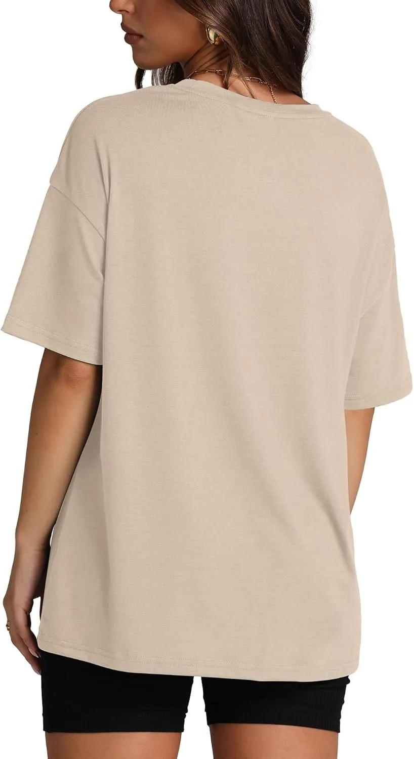Oversized T Shirts for Women Summer Crewneck Short Sleeve Basic Tops Loose Fit