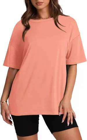 Oversized T Shirts for Women Summer Crewneck Short Sleeve Basic Tops Loose Fit