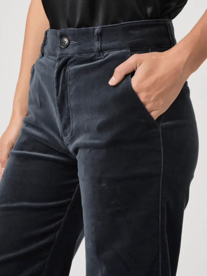 Paige SASHA Blue Velvet Wide Leg Trousers 7165J27-B849