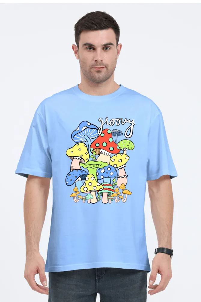 Pastel Breeze Mushroom Printed Oversize T-shirts Unisex