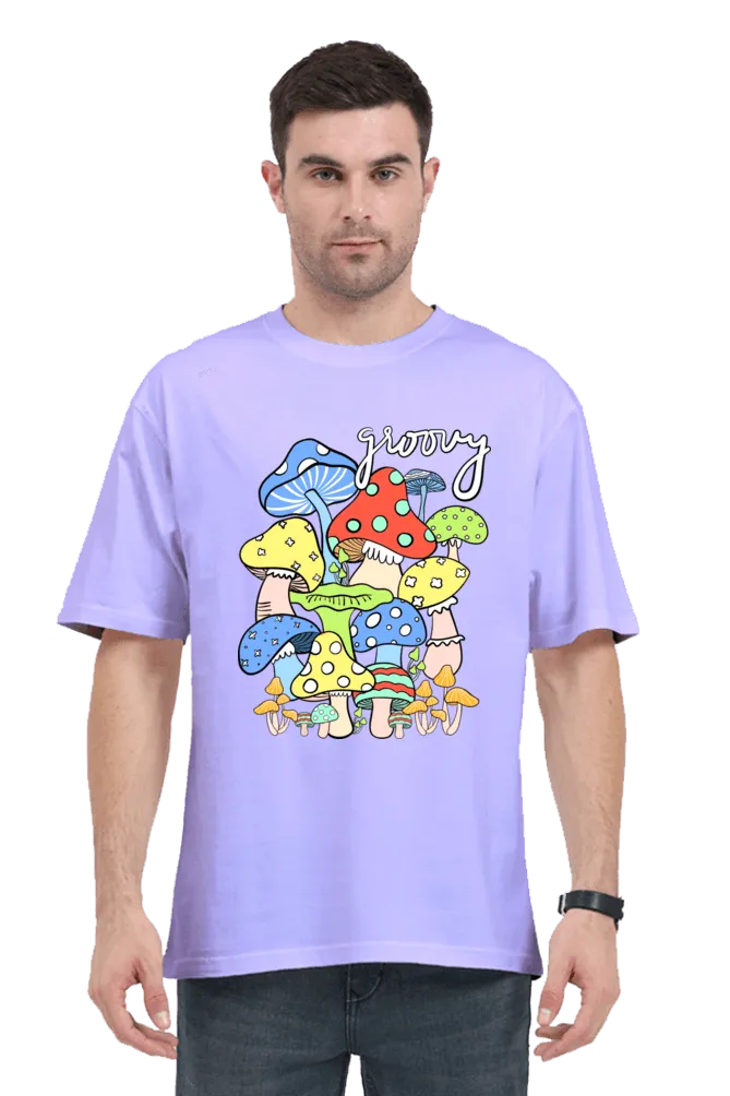 Pastel Breeze Mushroom Printed Oversize T-shirts Unisex