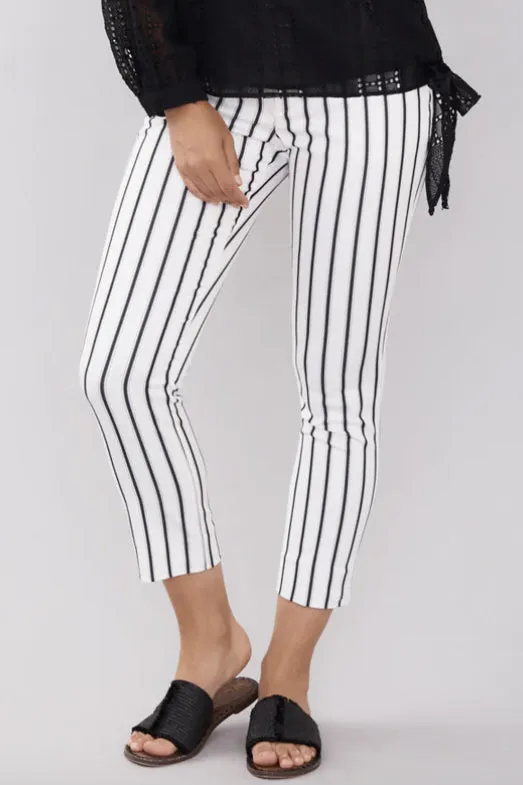 Peace Of Cloth Banded Waist Stripe Pattern Cotton Blend Pant