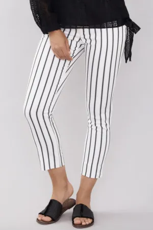 Peace Of Cloth Banded Waist Stripe Pattern Cotton Blend Pant