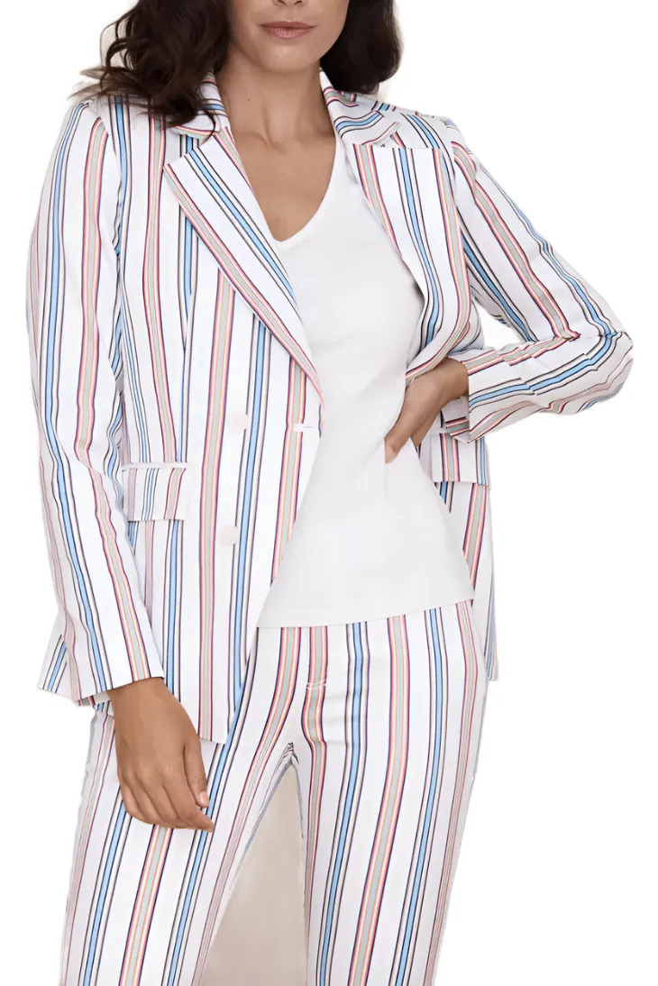 Peace of Cloth Notched Collar Long Sleeve Double Breasted Button Closure Flap Pockets Twill Blazer