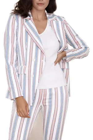 Peace of Cloth Notched Collar Long Sleeve Double Breasted Button Closure Flap Pockets Twill Blazer