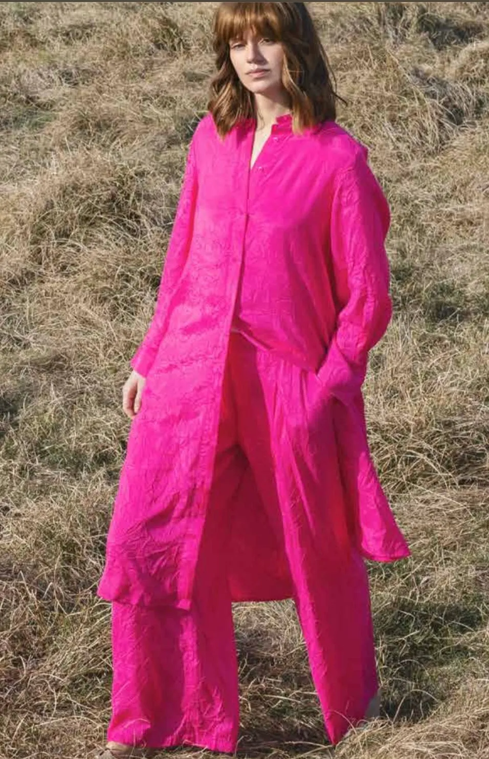 Pink/Black Crinkle Trousers - Noen