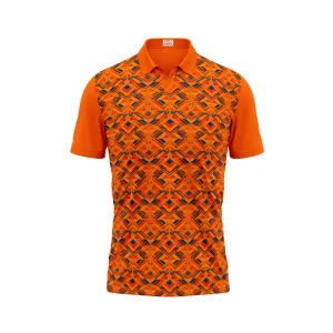 Polo Neck Printed Jersey Orange Design 18