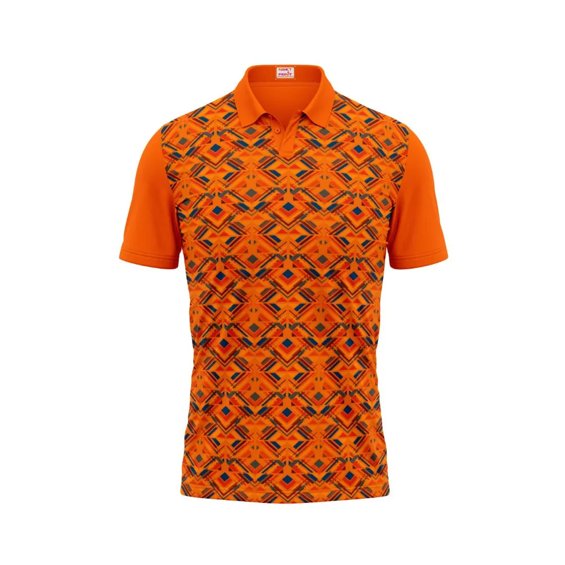Polo Neck Printed Jersey Orange Design 18