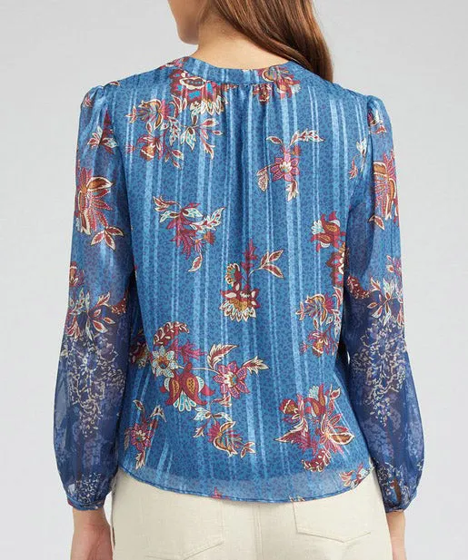 Printed Blouse - Blue Multi - FINAL SALE
