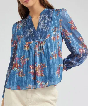 Printed Blouse - Blue Multi - FINAL SALE