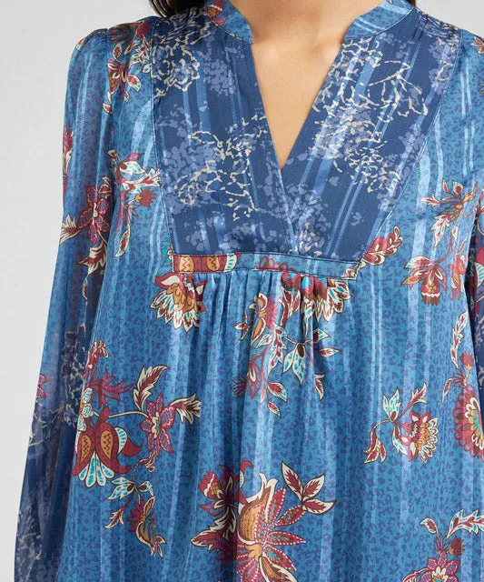 Printed Blouse - Blue Multi - FINAL SALE