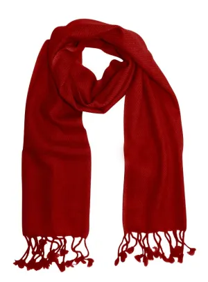 Pure Cashmere Wool Unisex Scarf - Red