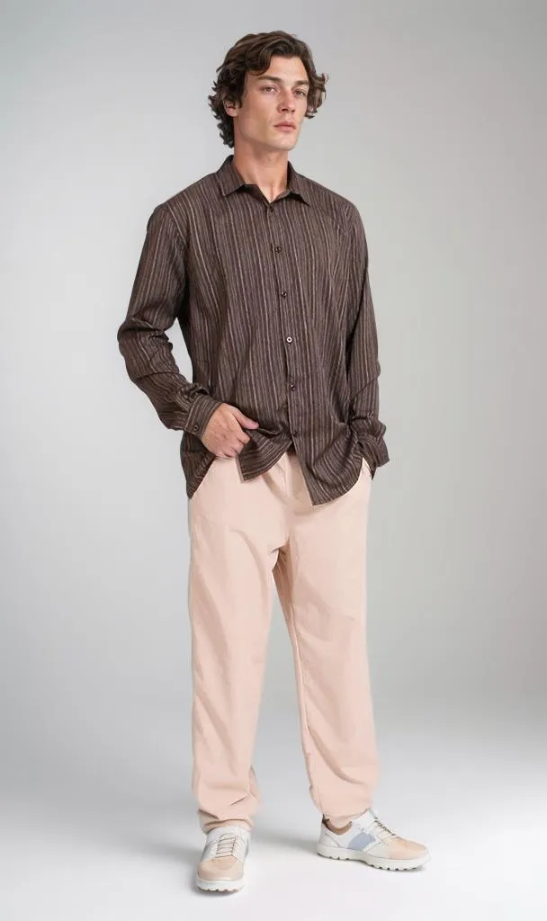 R206061 - Striped Poplin Button-Up Shirt - Black & White
