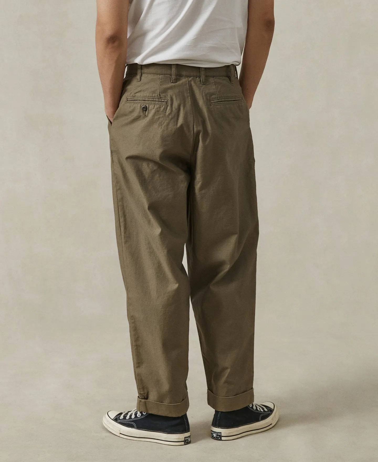 Relaxed Fit Two Tuck Satin Trousers