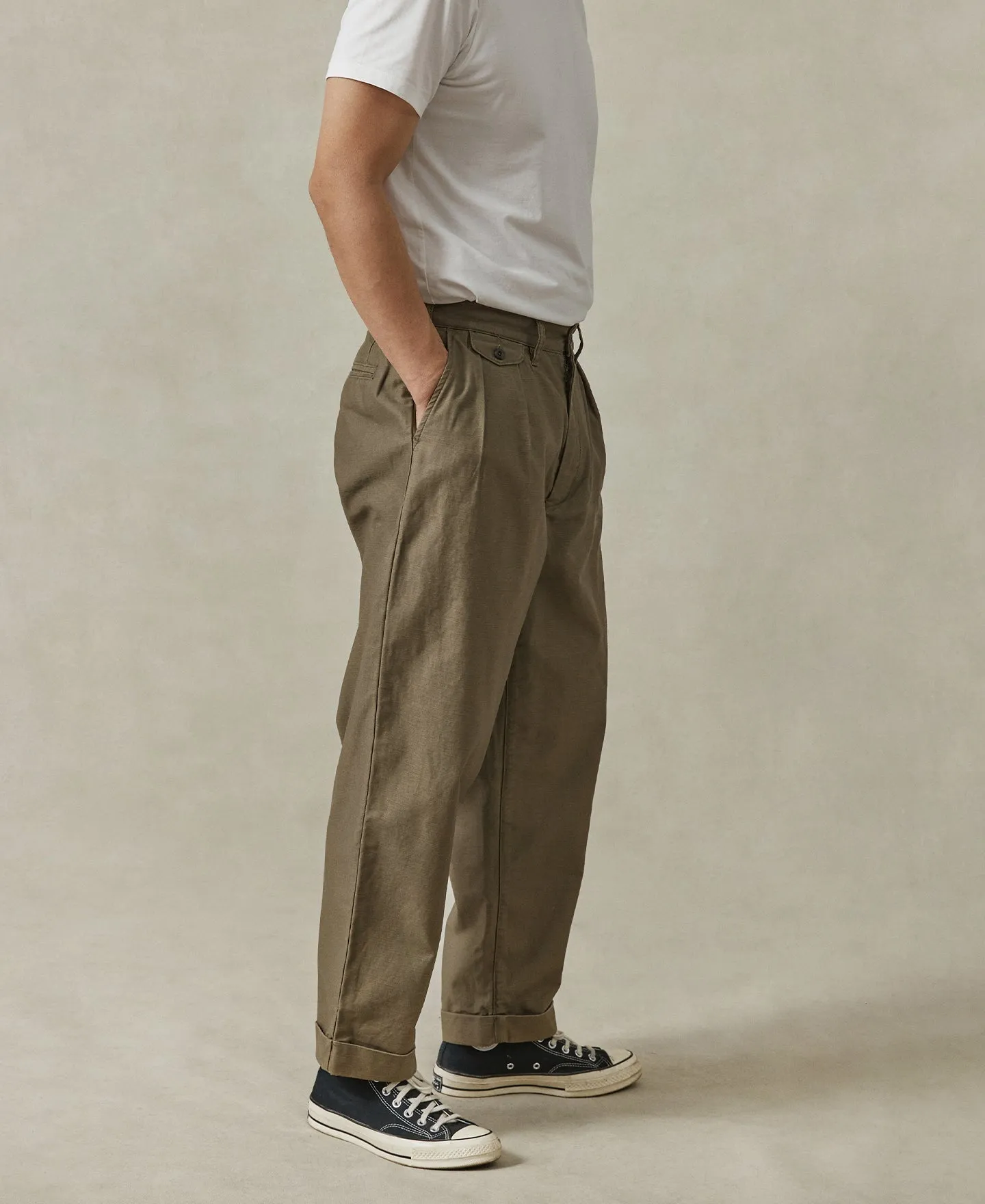 Relaxed Fit Two Tuck Satin Trousers