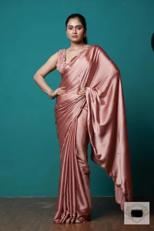 Rose Gold Satin Silk Sundowner Cocktail Saree