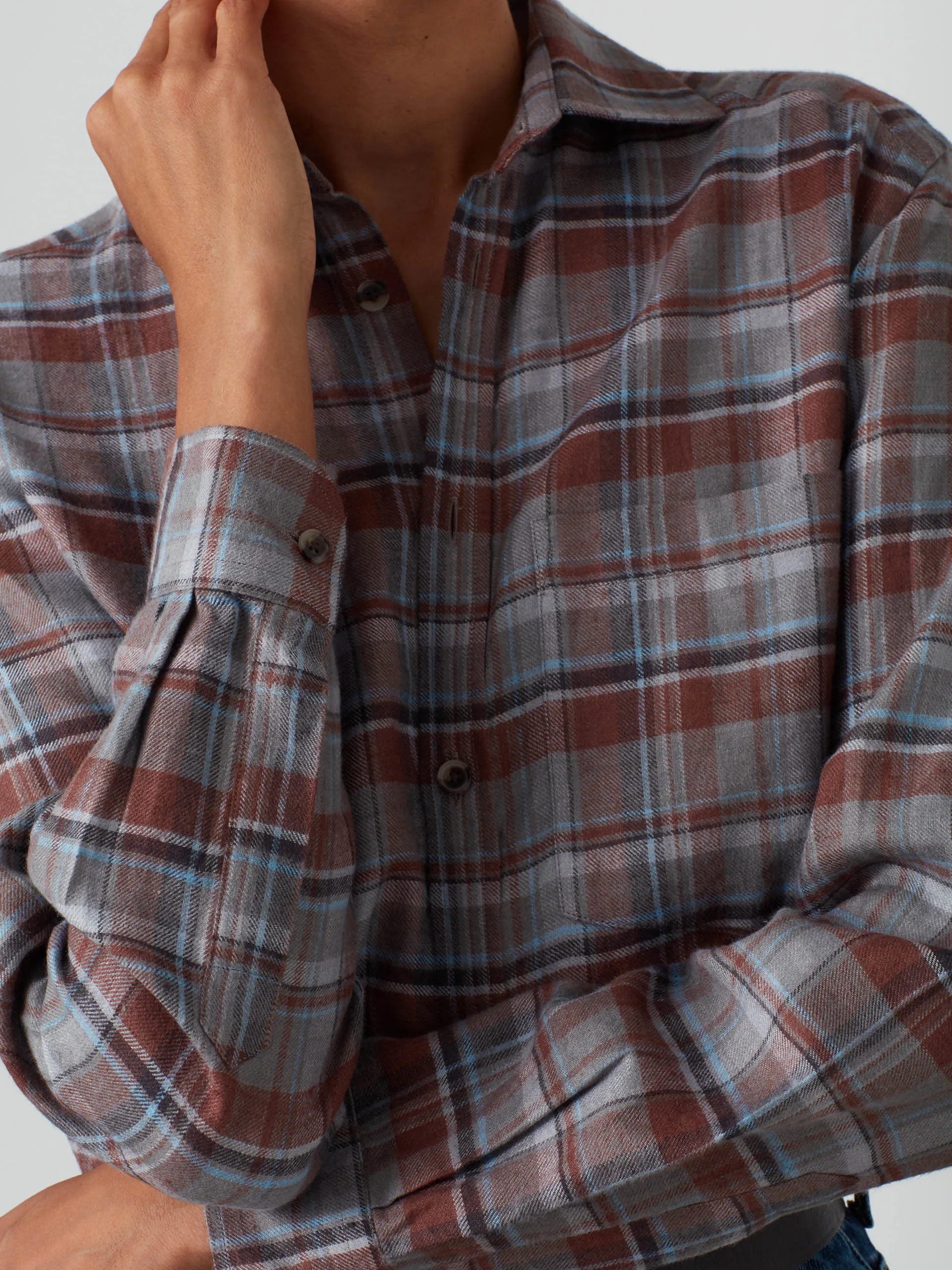 Rust check brushed linen Classic shirt