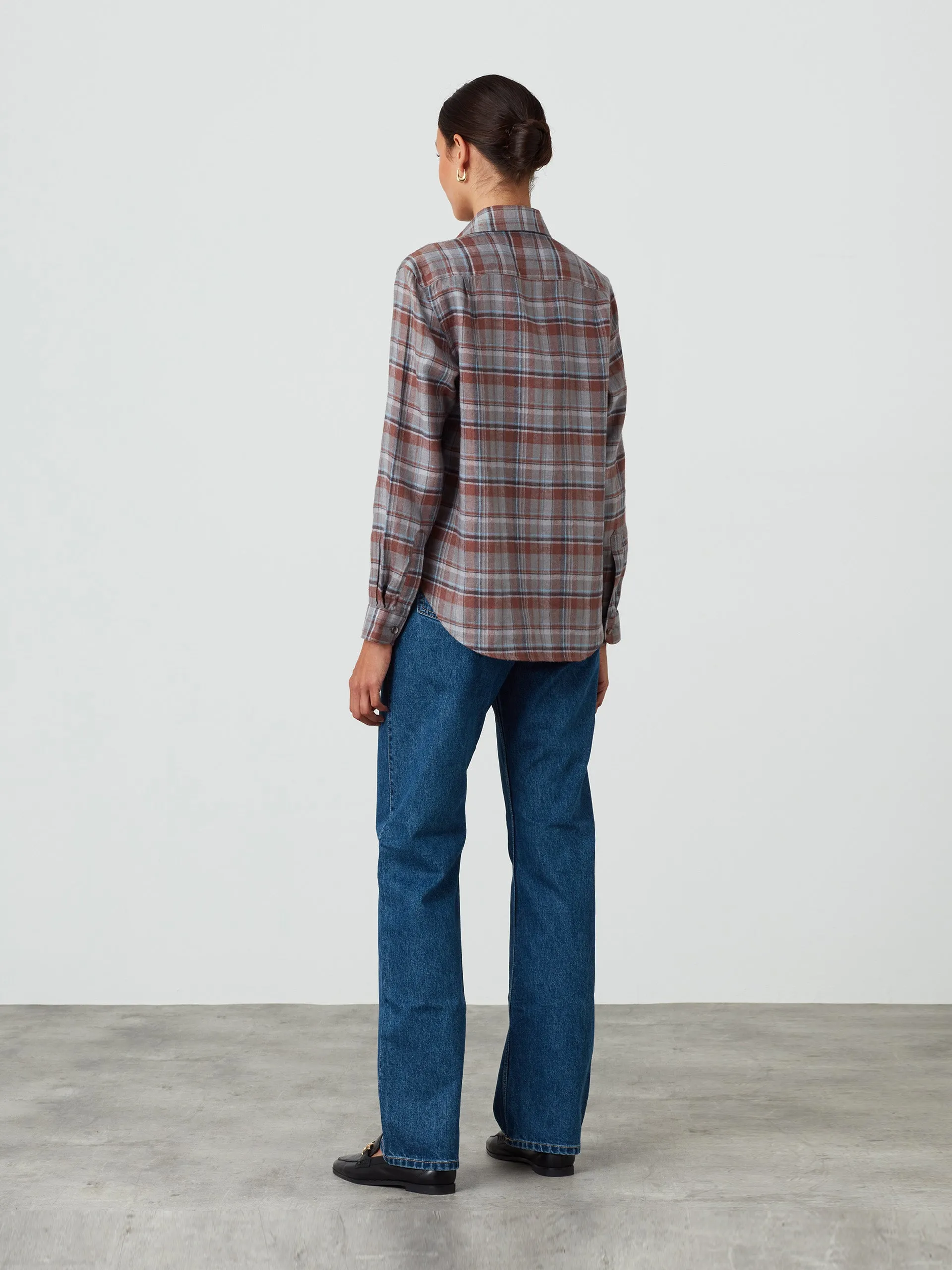 Rust check brushed linen Classic shirt