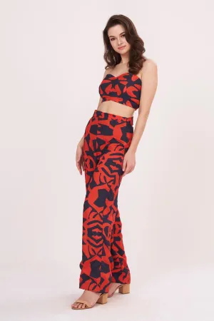 Rust Orange Abstract Print Co-ord Set