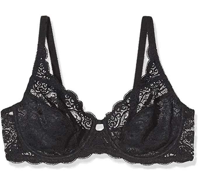 Scalloped lace full cup [Black]