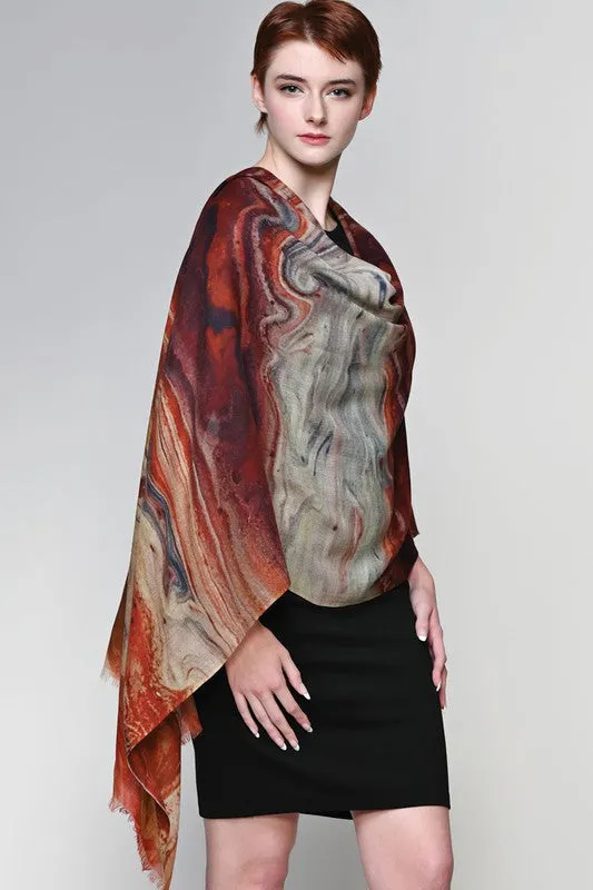 Sevya Handmade, Fine Wool Pashmina Shawl/Scarf in copper silver