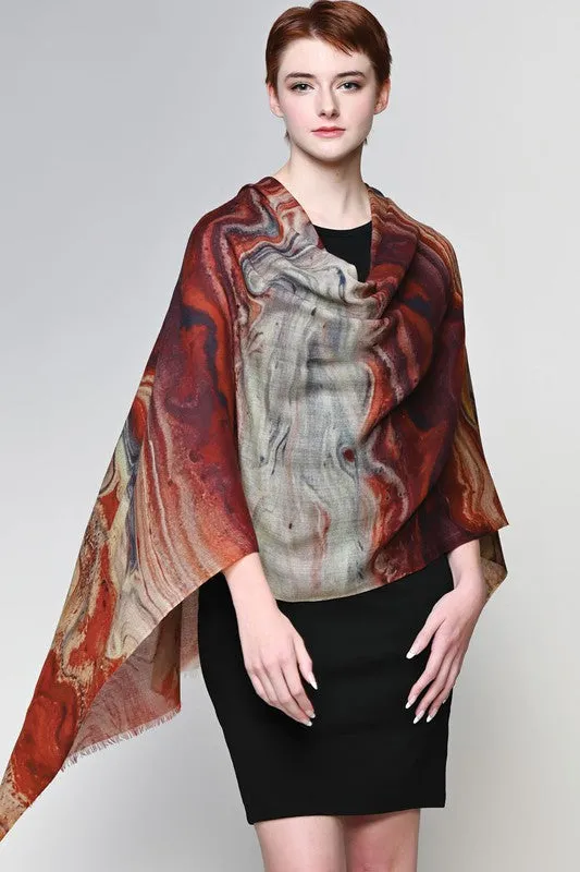 Sevya Handmade, Fine Wool Pashmina Shawl/Scarf in copper silver