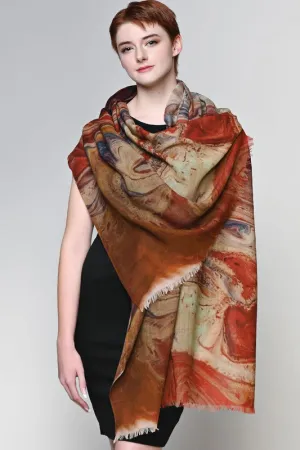 Sevya Handmade, Fine Wool Pashmina Shawl/Scarf in copper silver