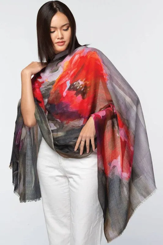 Sevya Handmade, Fine Wool Pashmina Shawl/Scarf in ruby onyx