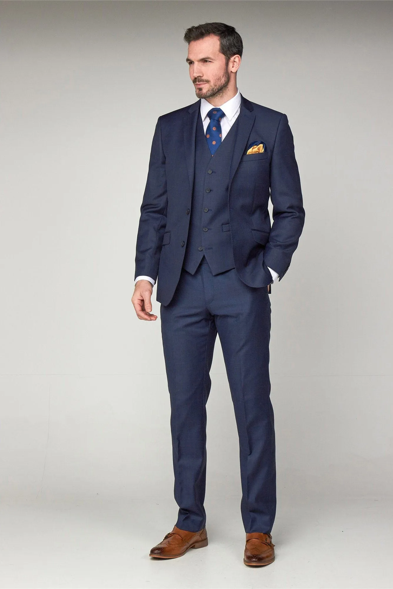 Sharkskin Contemporary Fit Suit Jacket - Ink Blue