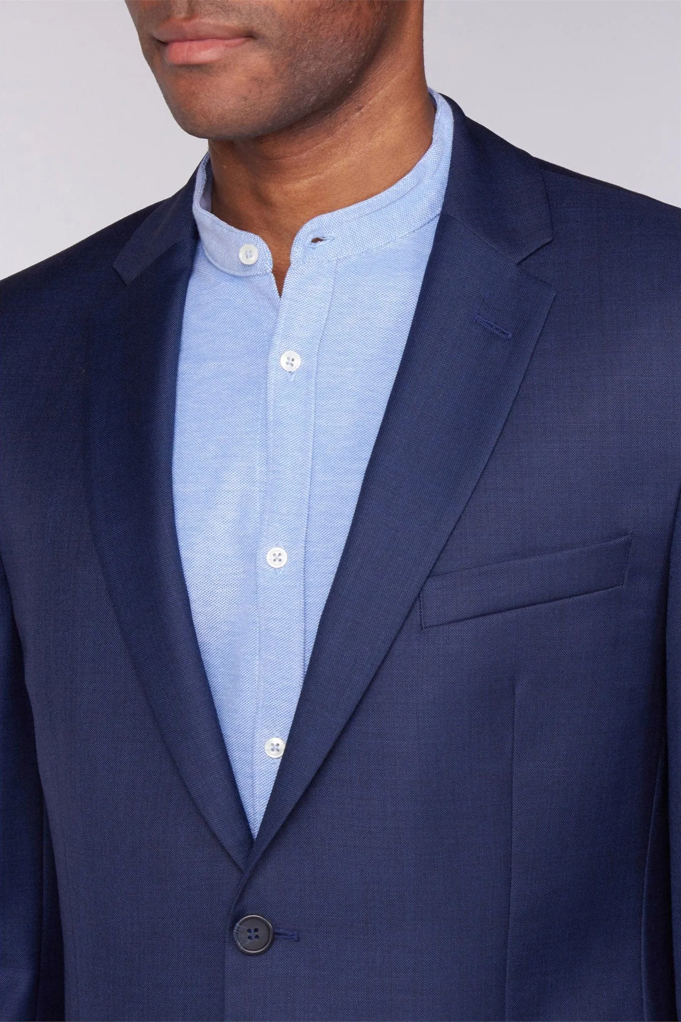 Sharkskin Contemporary Fit Suit Jacket - Ink Blue