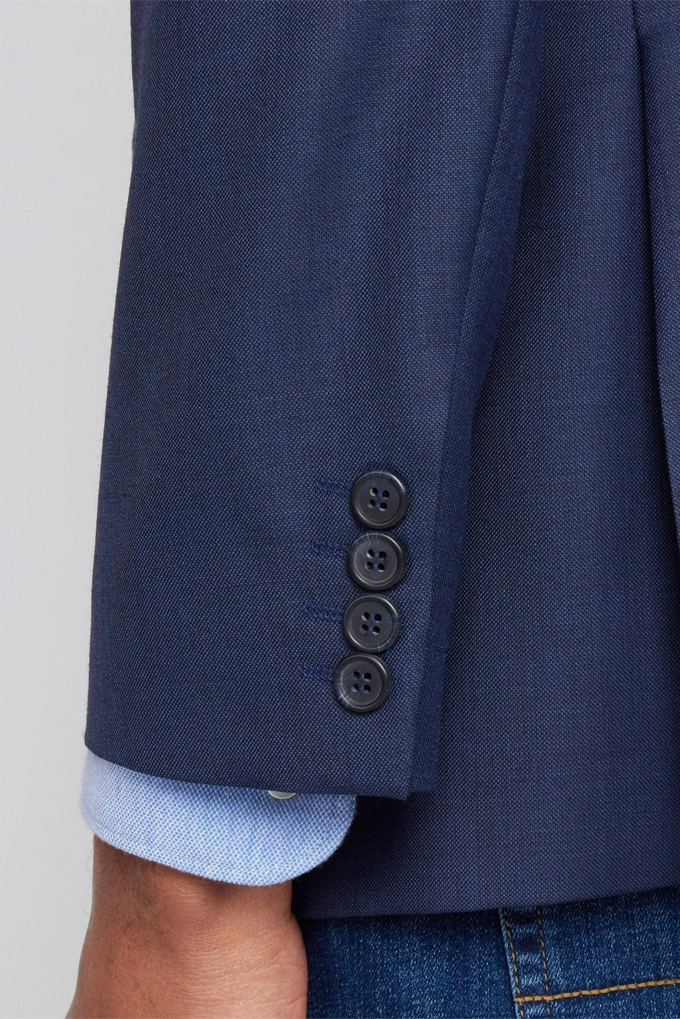 Sharkskin Contemporary Fit Suit Jacket - Ink Blue