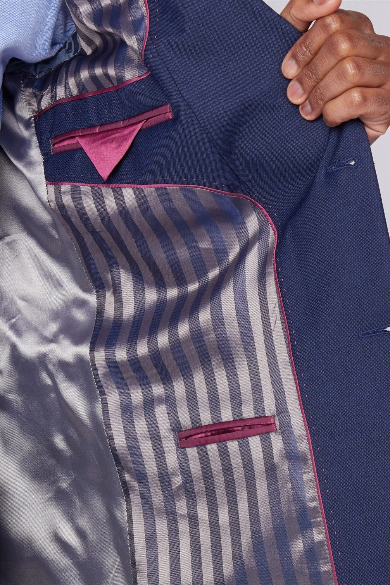 Sharkskin Contemporary Fit Suit Jacket - Ink Blue