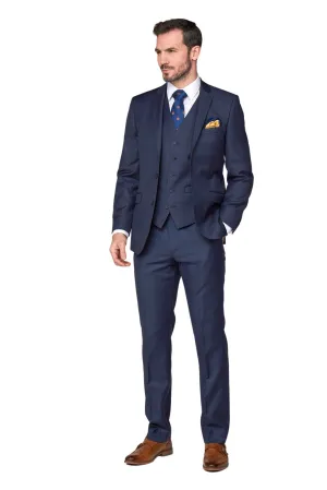 Sharkskin Contemporary Fit Suit Jacket - Ink Blue