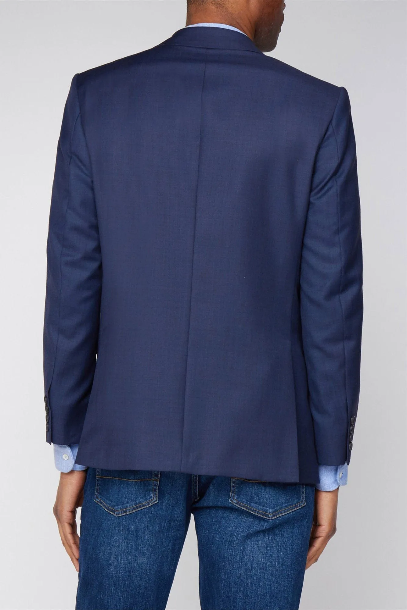 Sharkskin Contemporary Fit Suit Jacket - Ink Blue