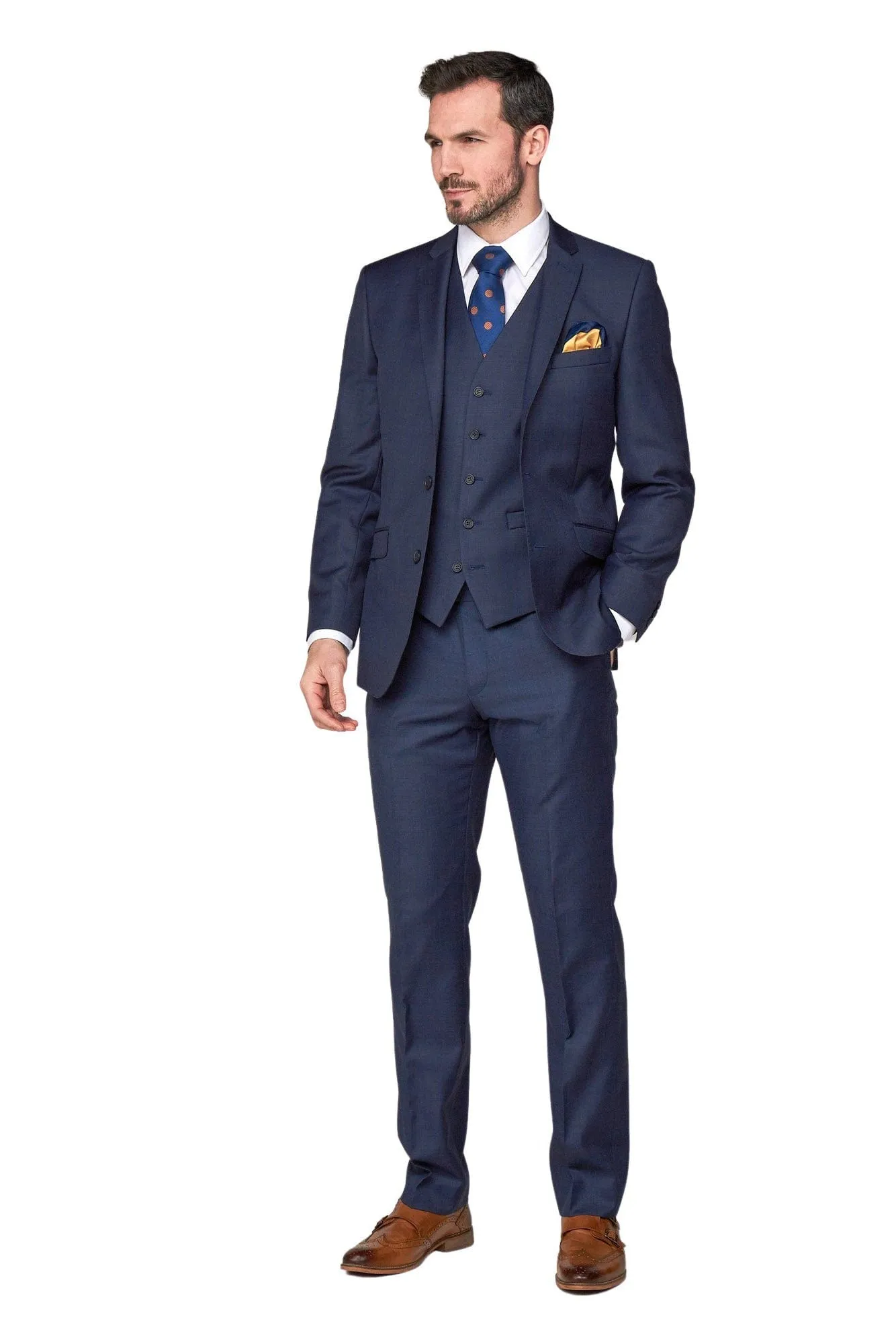 Sharkskin Contemporary Fit Suit Jacket - Ink Blue