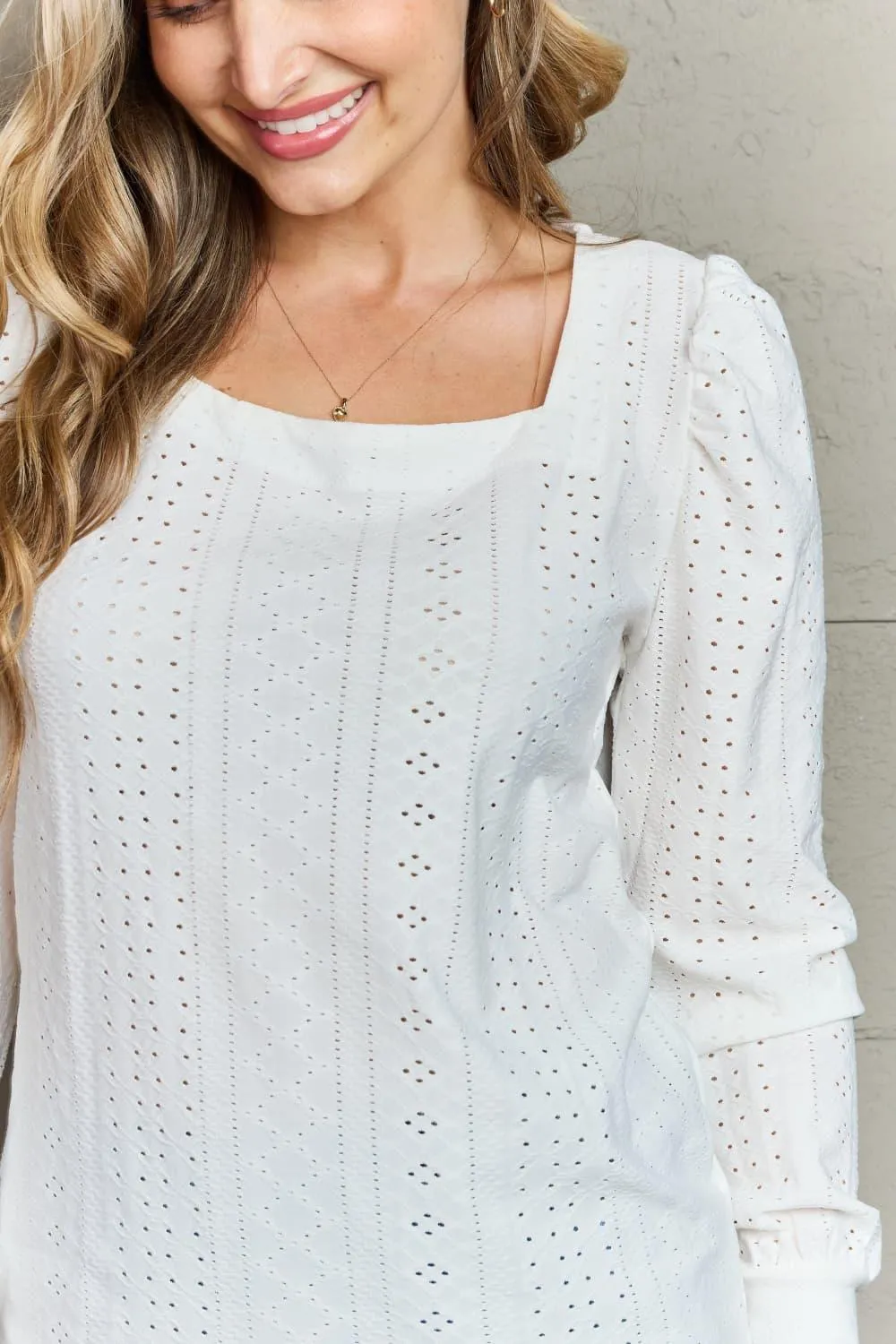 Simply Chic Long Sleeve Eyelet Top