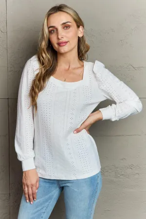 Simply Chic Long Sleeve Eyelet Top