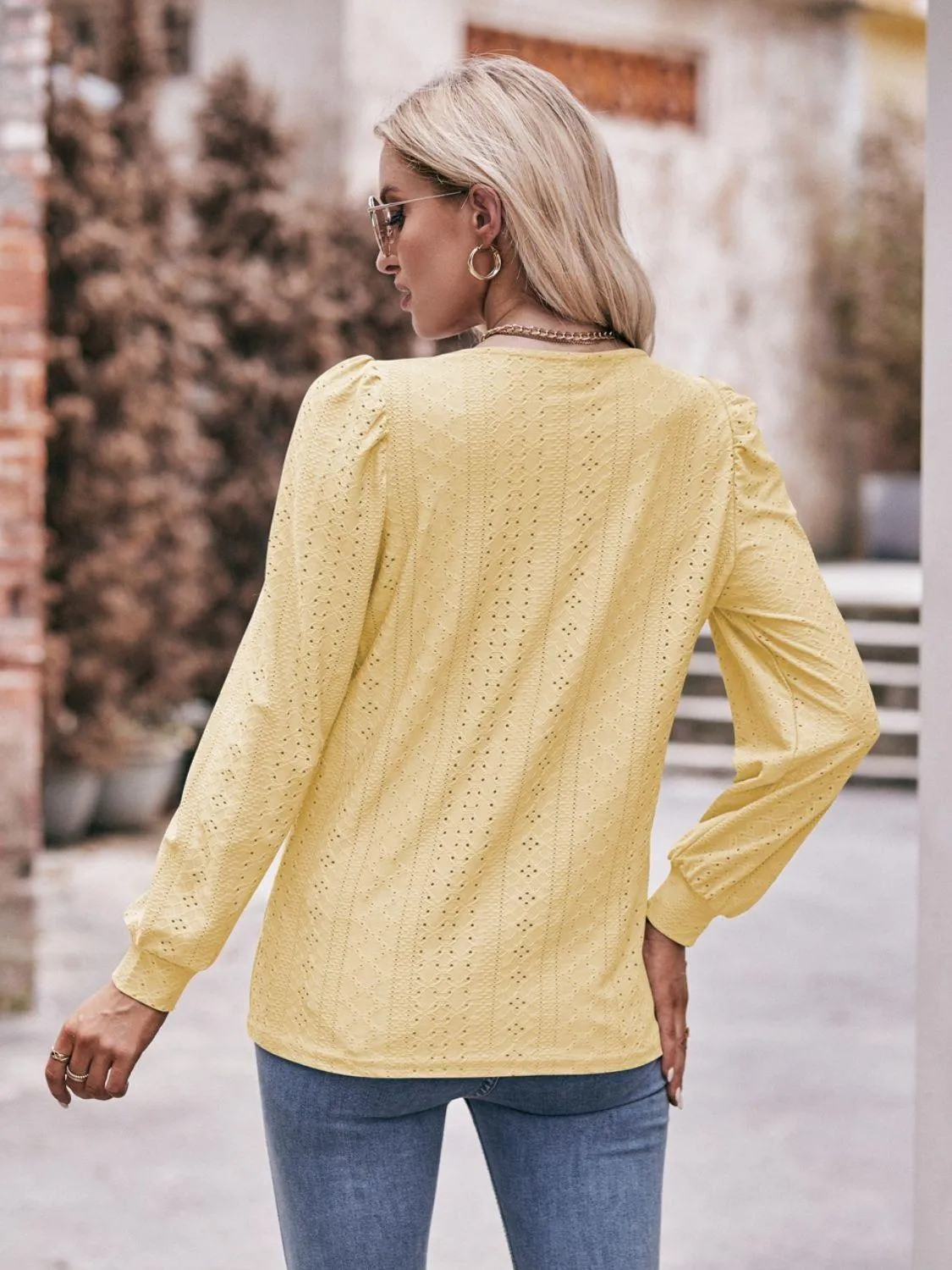 Simply Chic Long Sleeve Eyelet Top