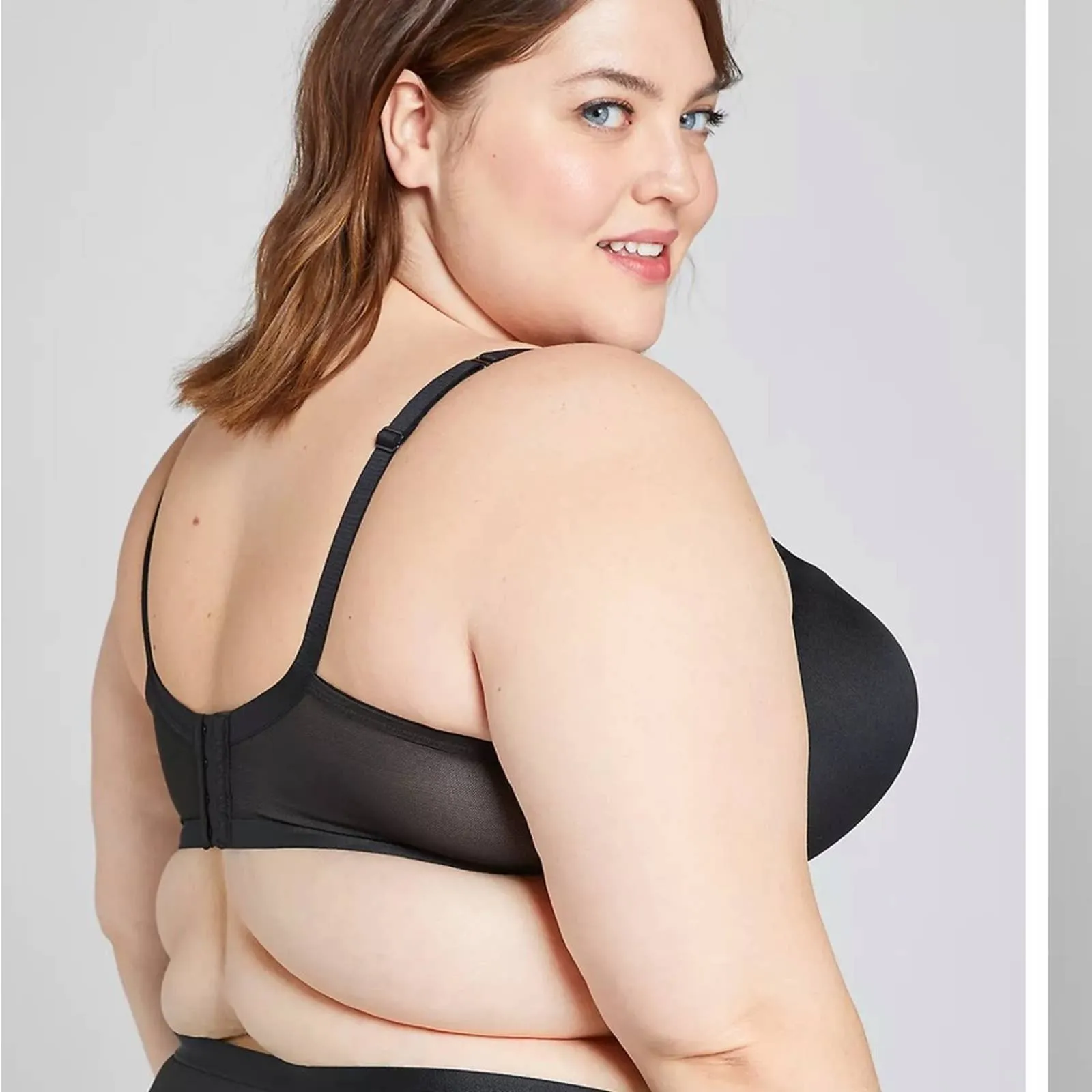 Size 36DD Cacique Max Boost Plunge Black Satin Push Up Bra