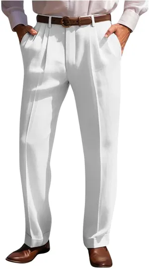 Slim Fit Linen Pants for Men Business Casual Trousers Stretch Comfortable Summer Office Travel Dress Pants