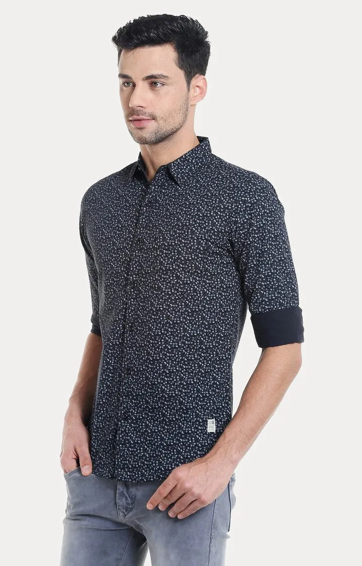 Spykar Men'S Grey Cotton Printed Casual Shirts