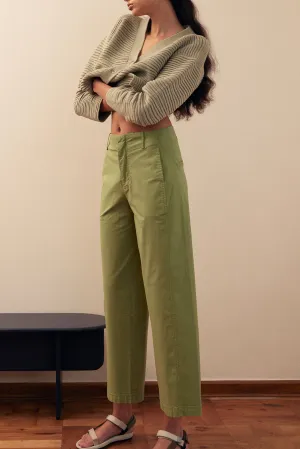Straight-Fit Pant Cotton Gabardine - Pesto