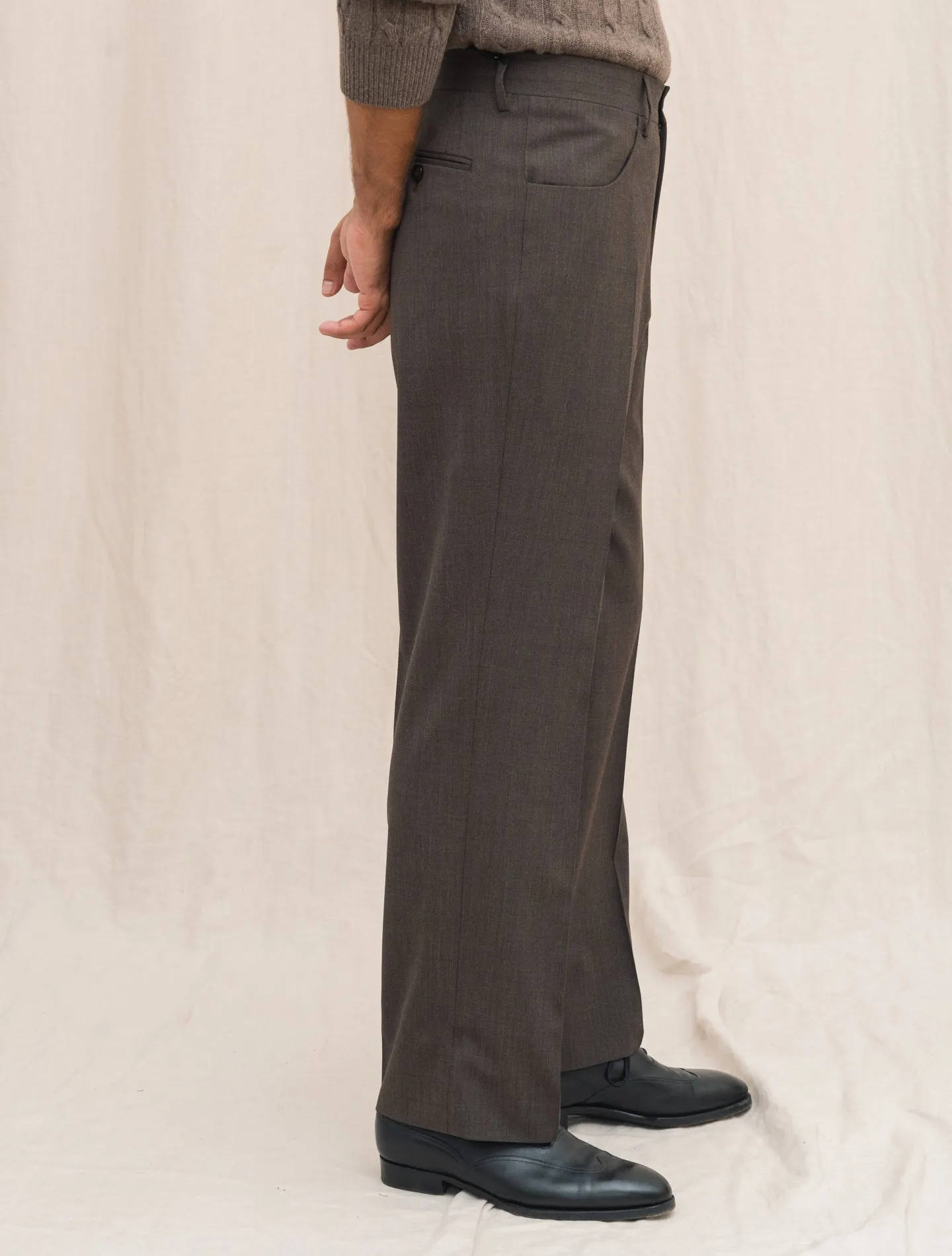 Straight Fit Wool Trousers Brown
