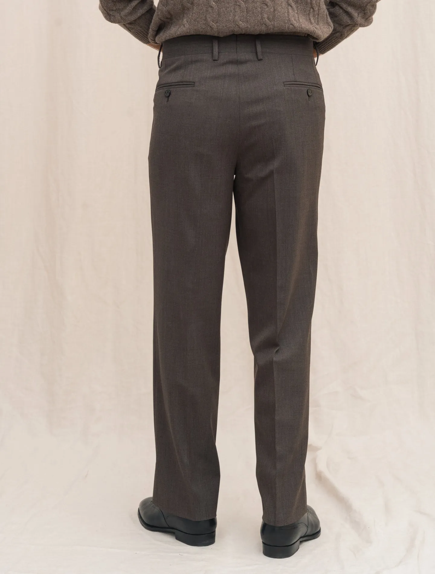 Straight Fit Wool Trousers Brown