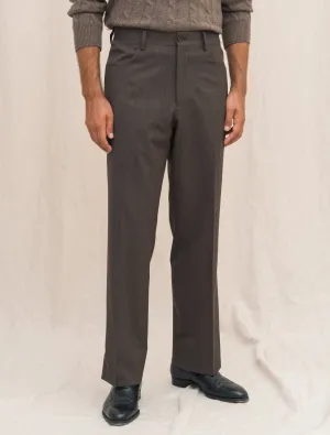 Straight Fit Wool Trousers Brown