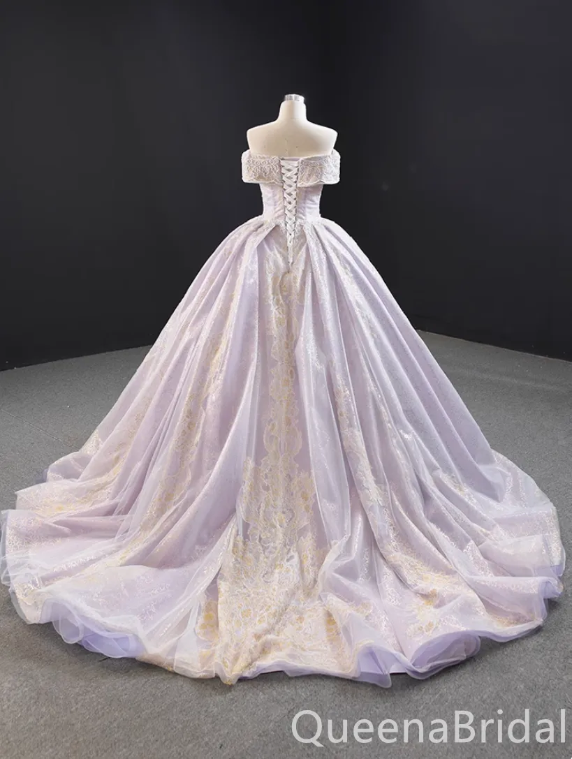 Strapless Lilac Lace Appliques Lace up Back A-line Ball Gown Party Dress Long Prom Dresses to Impress ,WGP1483