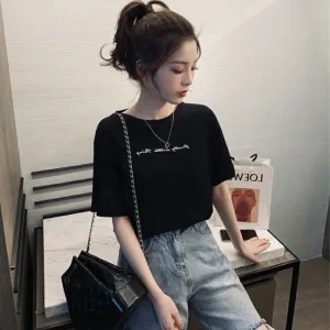 Summer Korean Bare Back Trendy Short Sleeve T-Shirt Women Tops T-Shirt